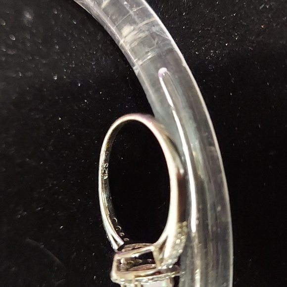 Sterling 925 opalescent and cubic zirconia ring Size 7 - Picture 2 of 4